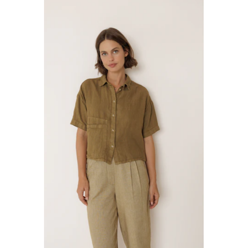 INDI AND COLD INDI AND COLD 26E CHEMISE M COURTE LIN KAKI