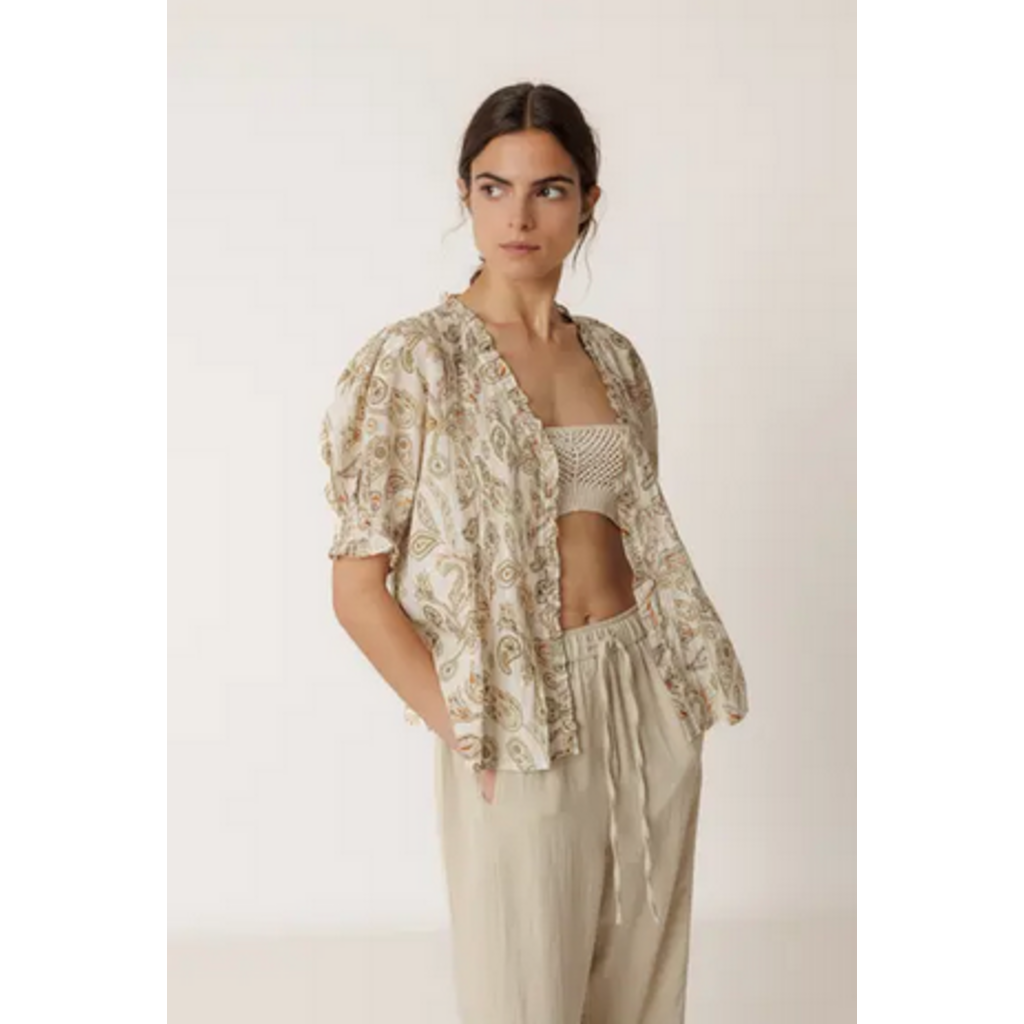 INDI AND COLD INDI AND COLD 26E BLOUSE PAISLEY M COURTE KAKI/BEIGE
