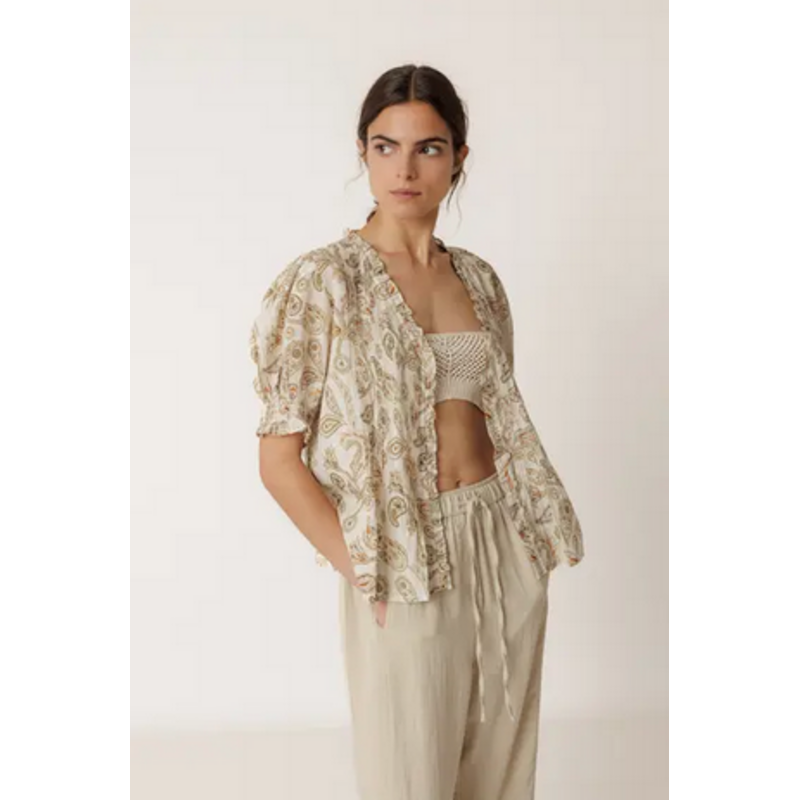INDI AND COLD INDI AND COLD 26E BLOUSE PAISLEY M COURTE KAKI/BEIGE