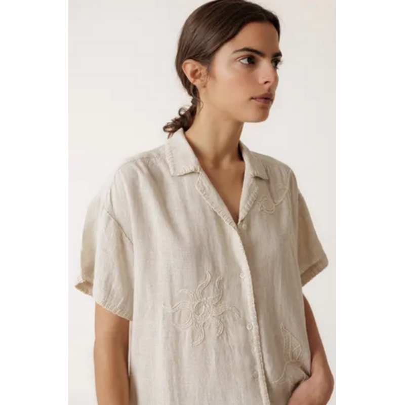 INDI AND COLD INDI AND COLD 26E CHEMISE M COURTE BRODERIE LIN BEIGE