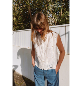 INDI AND COLD INDI AND COLD 26E BLOUSE SANS MANCHE FLEURS ECRU