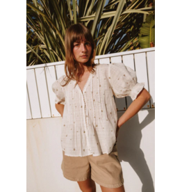 INDI AND COLD INDI AND COLD 26E BLOUSE MANCHE BOUFFANTE FLEURS ECRU