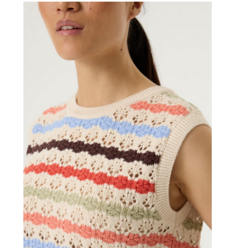 GARCIA GARCIA 26E TOP S MANCHE TRICOT AJOURE RAYE WHITECAP