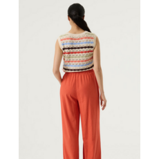 GARCIA GARCIA 26E TOP S MANCHE TRICOT AJOURE RAYE WHITECAP