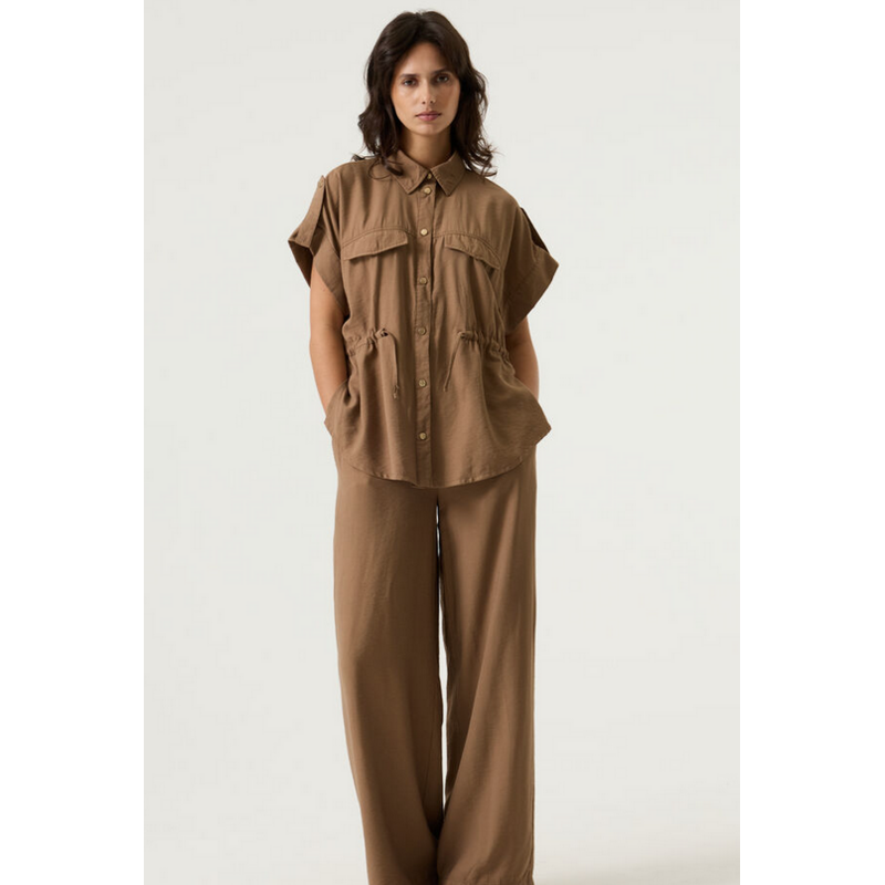 GARCIA GARCIA 26E PANT WIDE TAILLE ELASTIQUE SOFT TAUPE