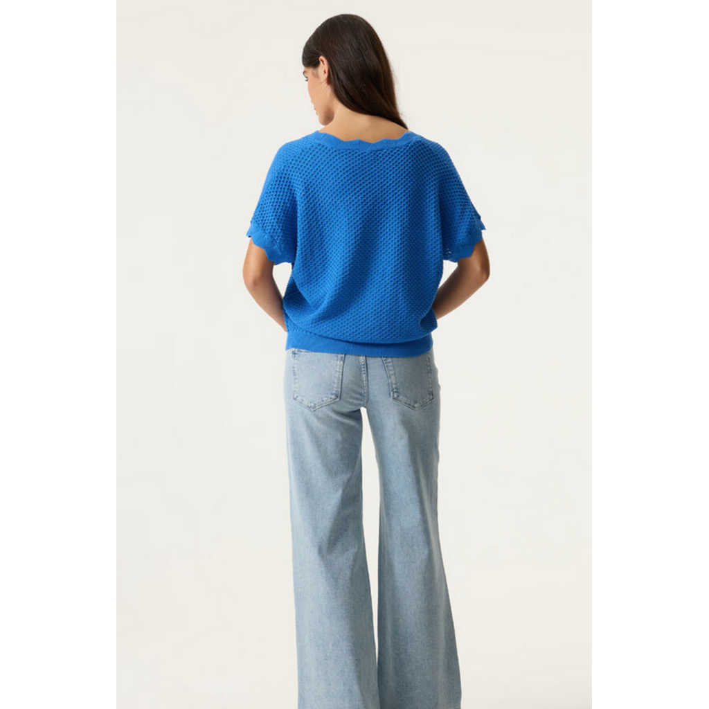 GARCIA GARCIA 26E PULL M COURTE MAILLE TEXTURE COBALT