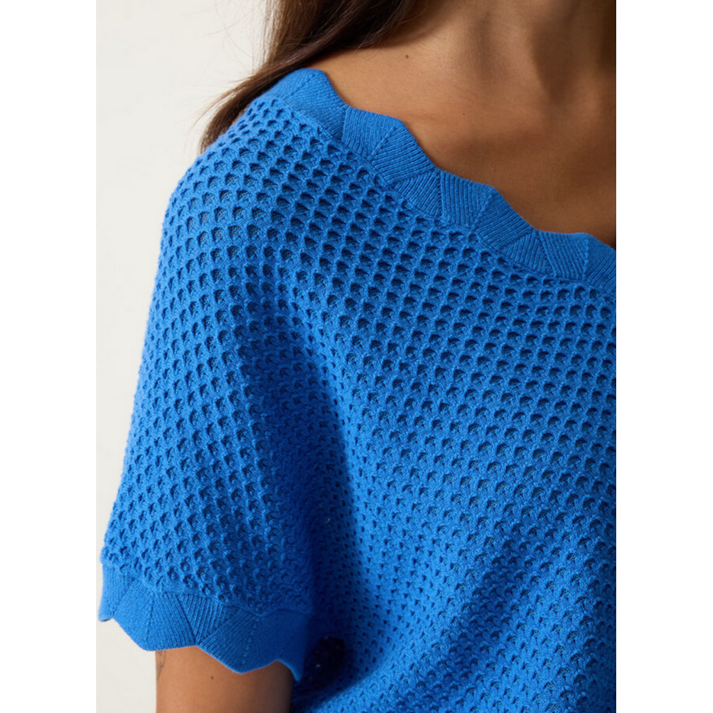 GARCIA GARCIA 26E PULL M COURTE MAILLE TEXTURE COBALT