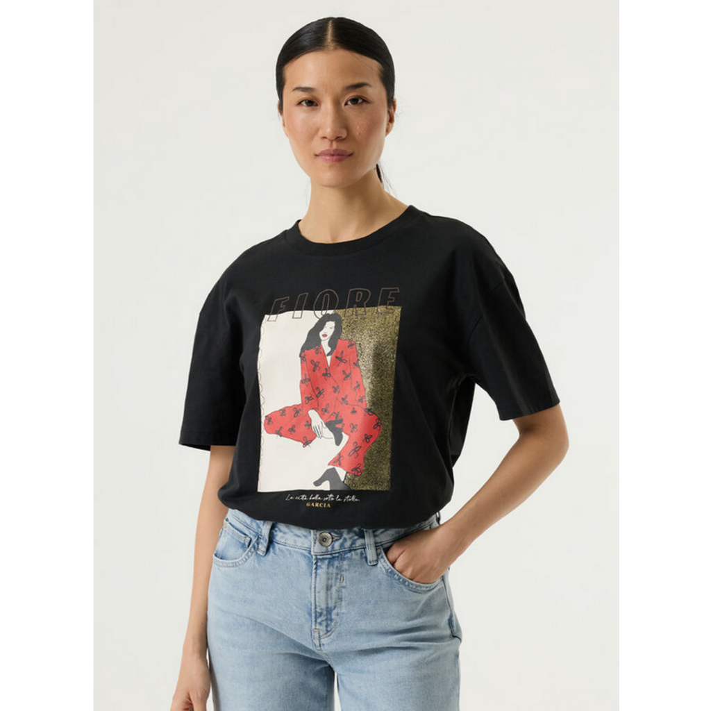 GARCIA GARCIA 26E TSHIRT FIORE NOIR
