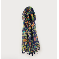 CARACOL CARACOL FOULARD SATINE CARRE MOTIF TOILE JOUY 6236/NAV