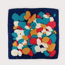 CARACOL CARACOL FOULARD SATINE CARRE MOTIF FLORAL ABSTRAIT 6235/NAV