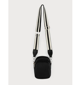 CARACOL CARACOL SAC BANDOULIERE GANSE RAYURE 2 TONS 7190/BLK