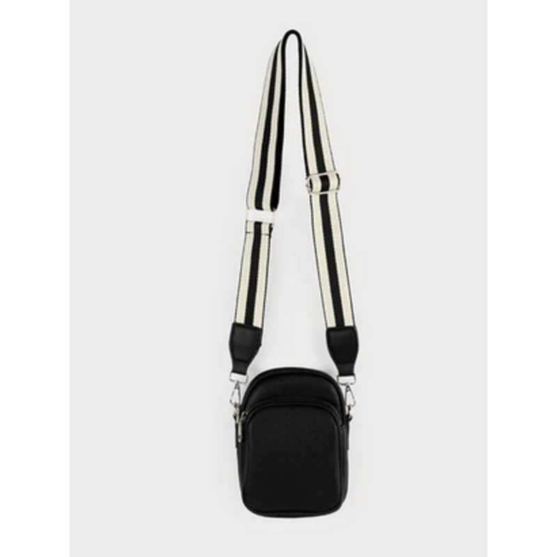 CARACOL CARACOL SAC BANDOULIERE GANSE RAYURE 2 TONS 7190/BLK