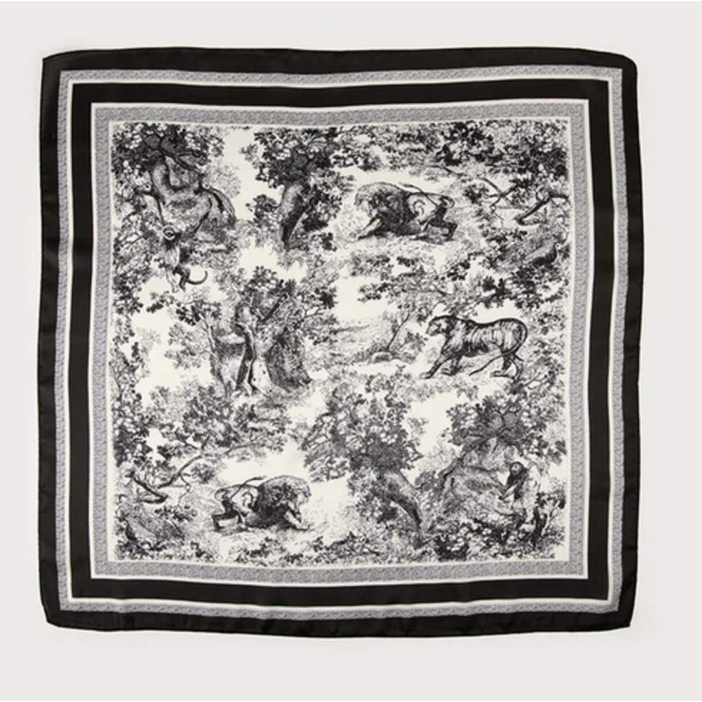 CARACOL CARACOL FOULARD SATINE CARRE MOTIF TOILE JOUY 6236/BLK