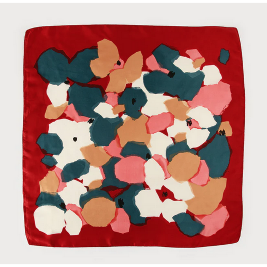 CARACOL CARACOL FOULARD SATINE CARRE MOTIF FLORAL ABSTRAIT 6235/RED