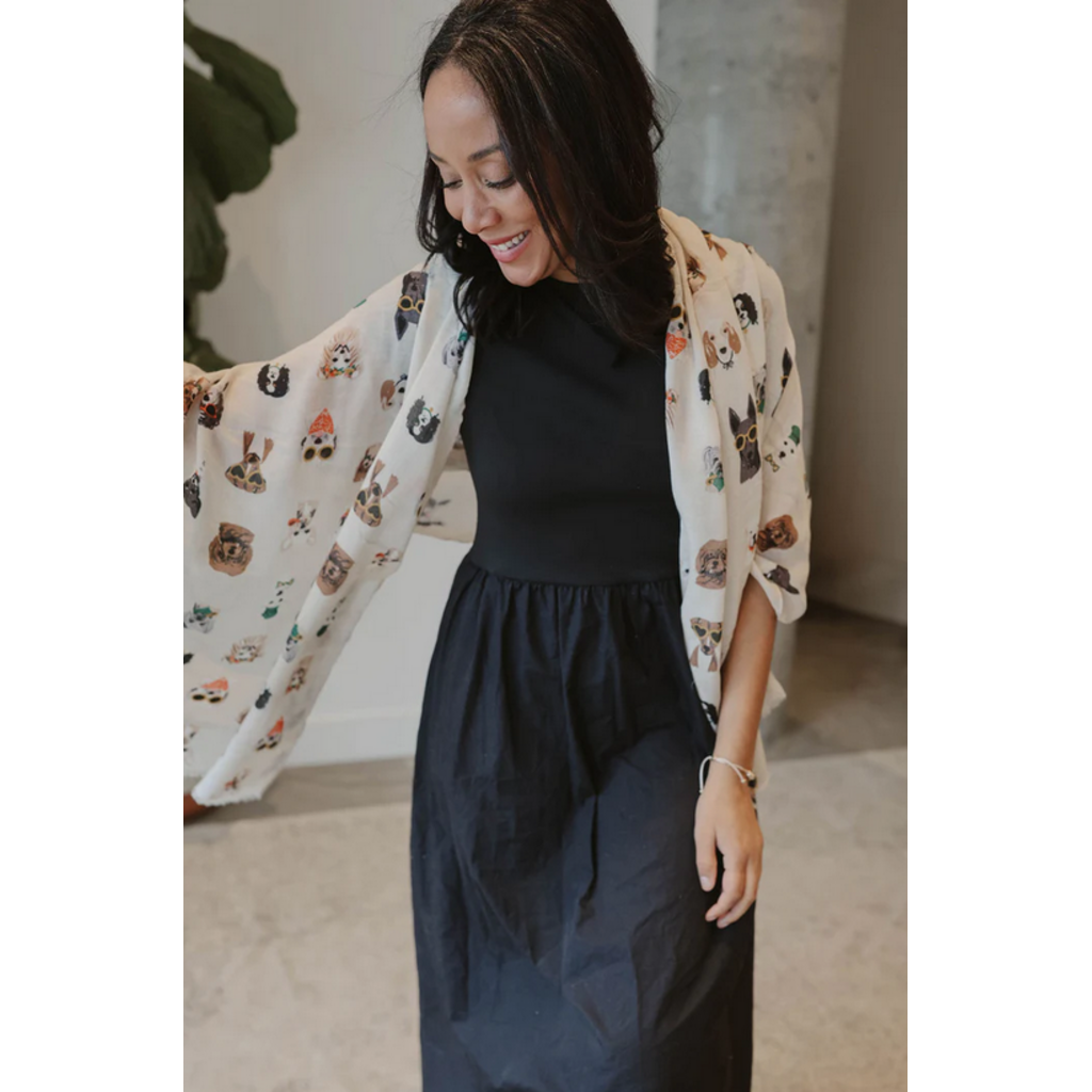 CARACOL CARACOL FOULARD LEGER IMPRIME CHIENS LUDIQUE 6227/BGE