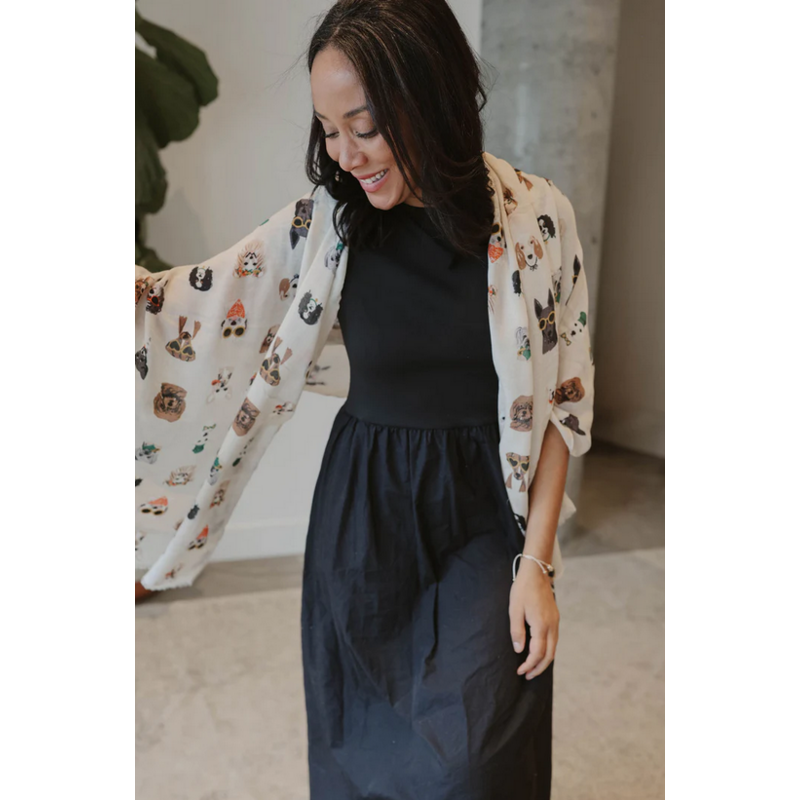 CARACOL CARACOL FOULARD LEGER IMPRIME CHIENS LUDIQUE 6227/BGE