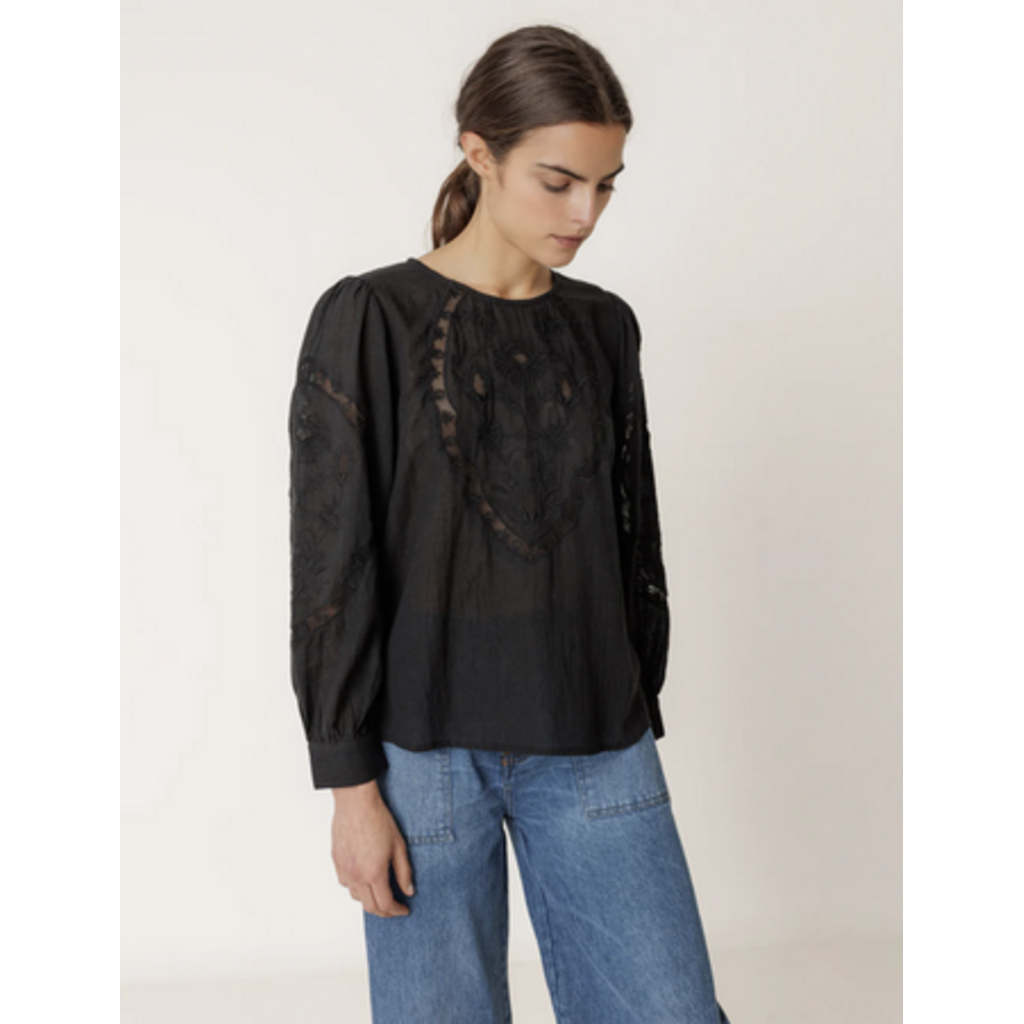 INDI AND COLD INDI AND COLD 25H TOP BRODERIE FLEURS NOIR