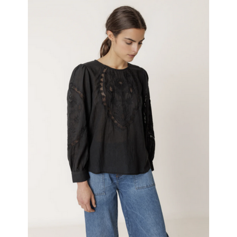 INDI AND COLD INDI AND COLD 25H TOP BRODERIE FLEURS NOIR