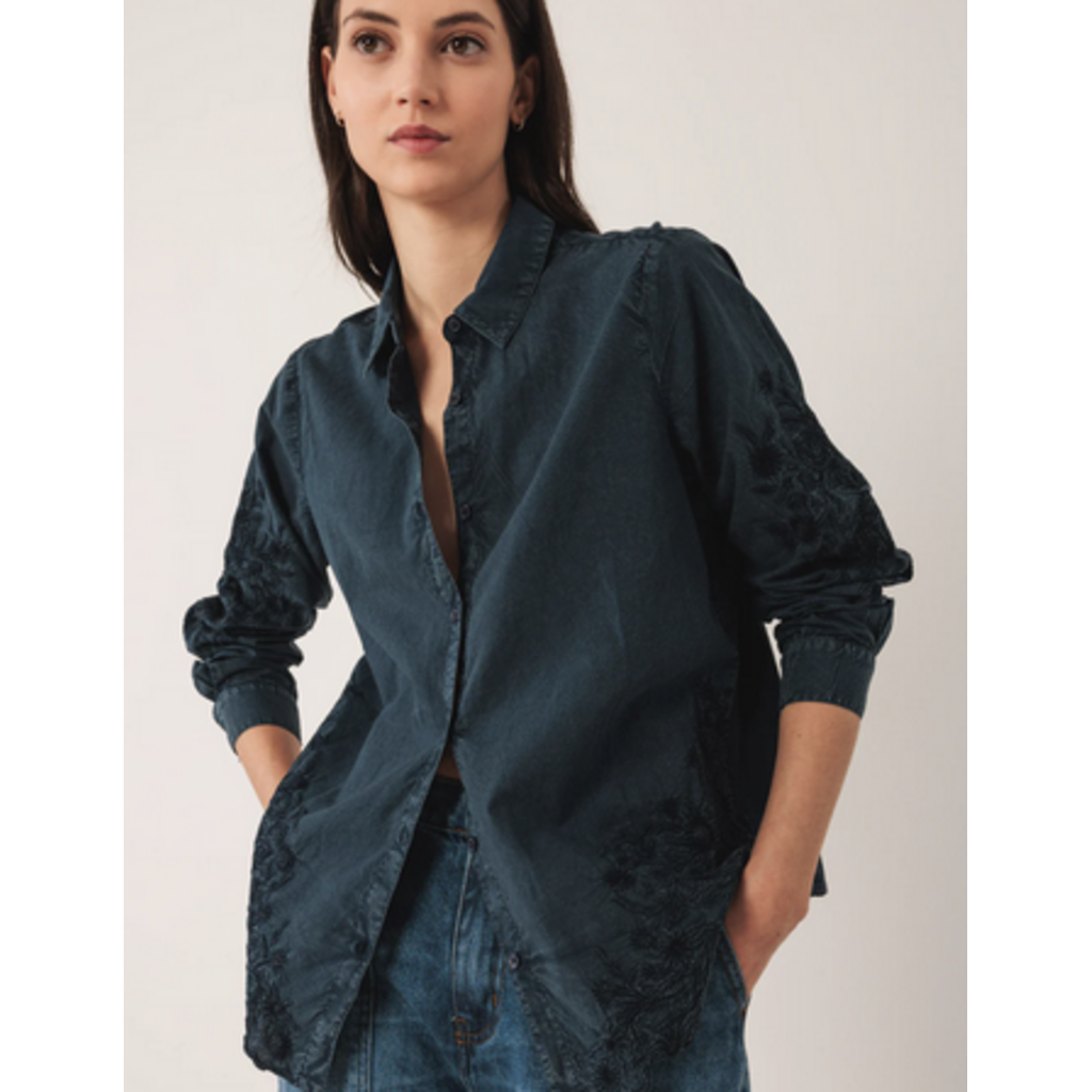 INDI AND COLD INDI AND COLD 25H CHEMISE BRODERIE FLEURS MARINE