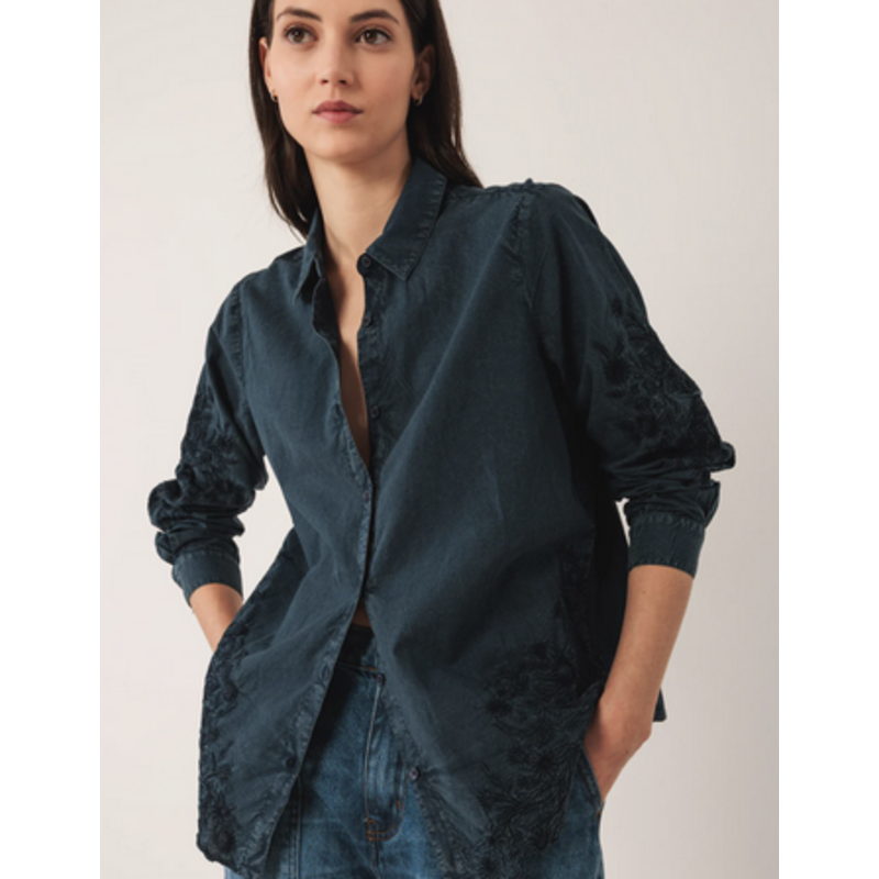 INDI AND COLD INDI AND COLD 25H CHEMISE BRODERIE FLEURS MARINE