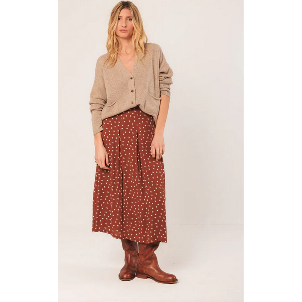 INDI AND COLD INDI AND COLD 25H JUPE LONGUE PLIS POIS TERRACOTTA