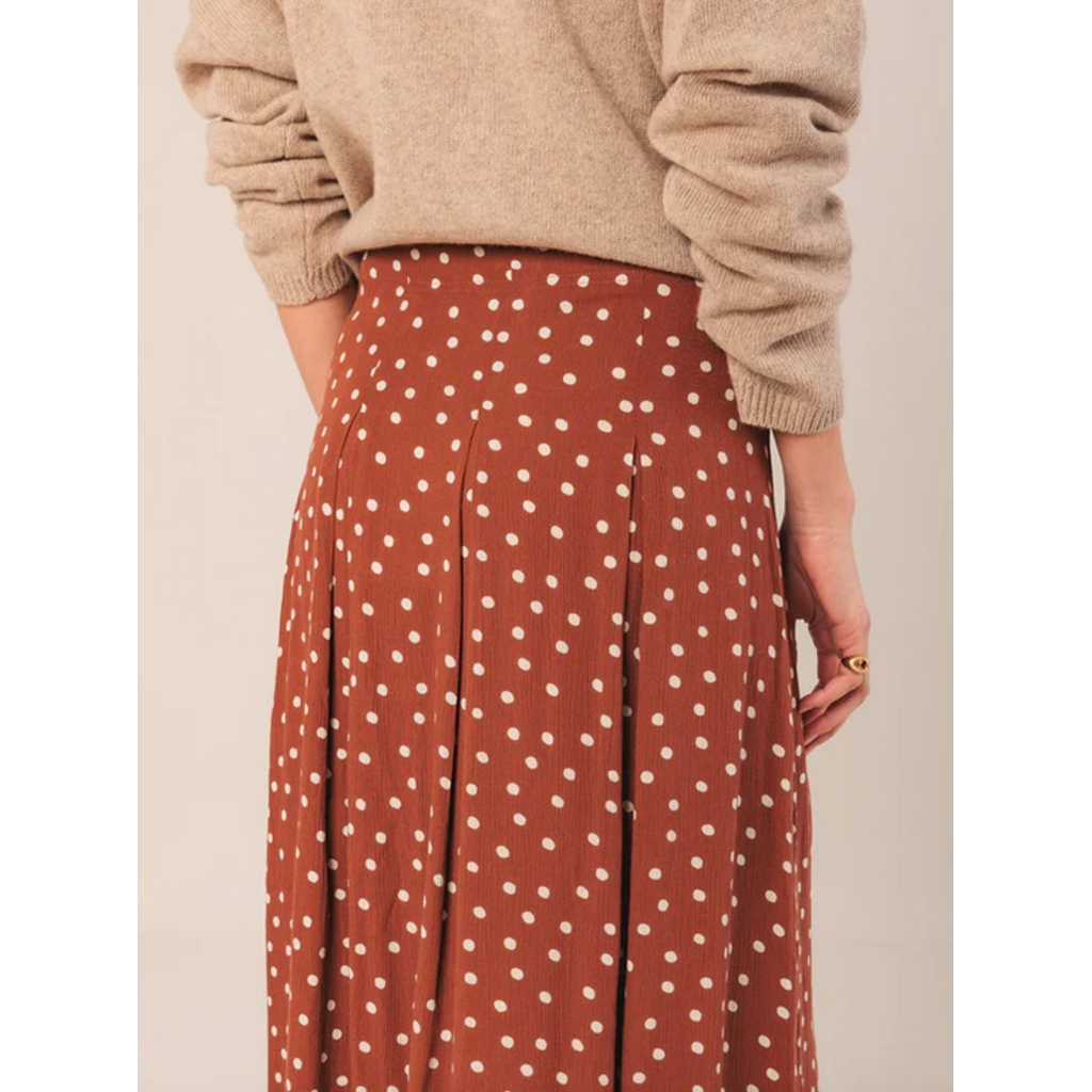 INDI AND COLD INDI AND COLD 25H JUPE LONGUE PLIS POIS TERRACOTTA