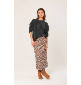 INDI AND COLD INDI AND COLD 25H JUPE MIDI FEUILLES BEIGE