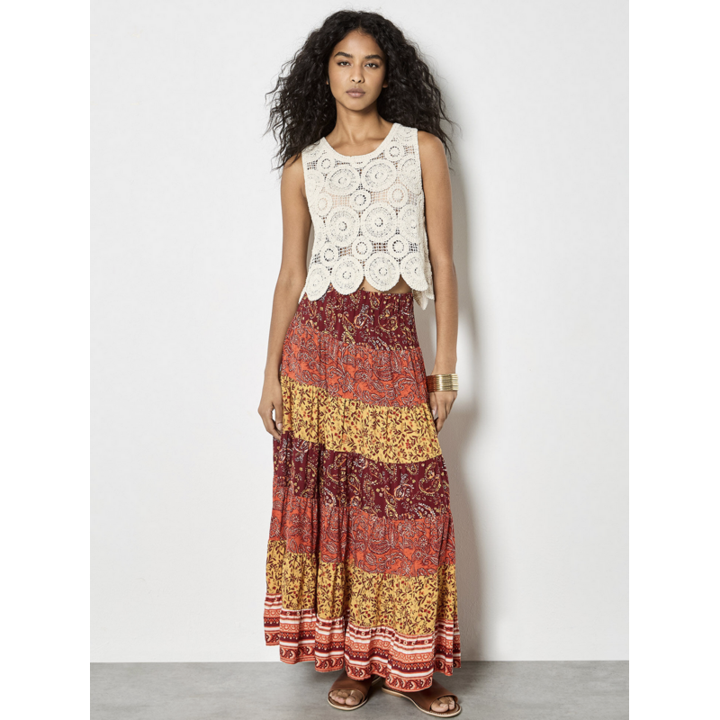 APRICOT APRICOT 26E JUPE PATCHWORK ORANGE