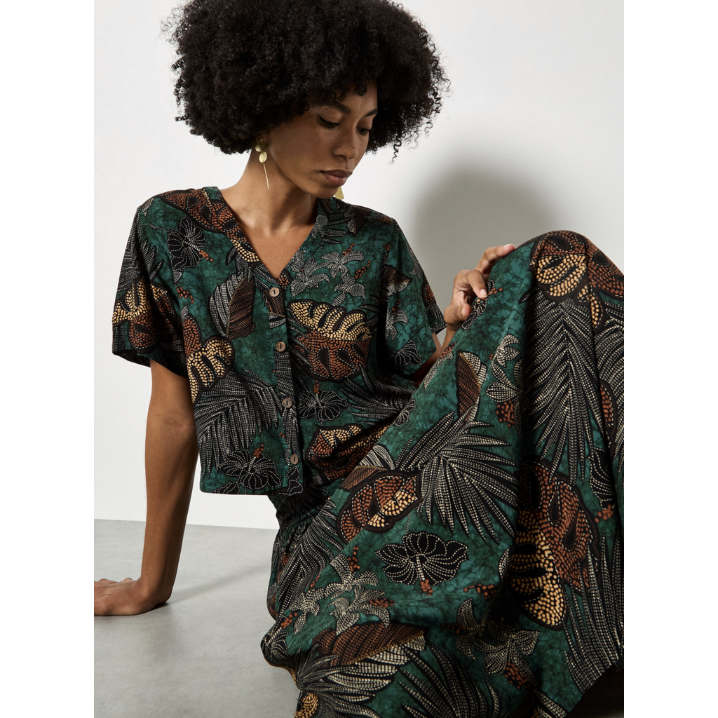 APRICOT APRICOT 26E JUPE MAXI PALM PRINT GREEN