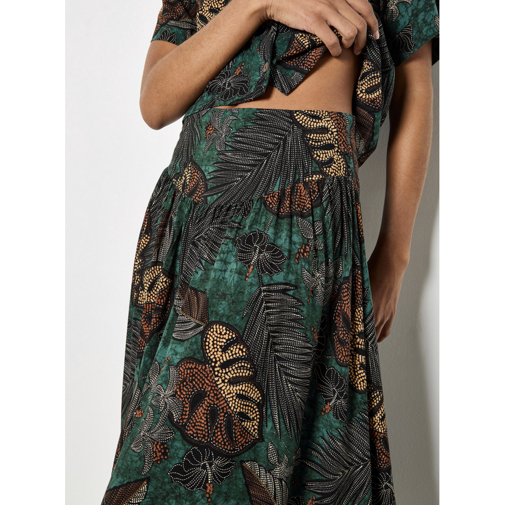 APRICOT APRICOT 26E JUPE MAXI PALM PRINT GREEN