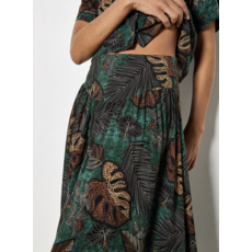 APRICOT APRICOT 26E JUPE MAXI PALM PRINT GREEN