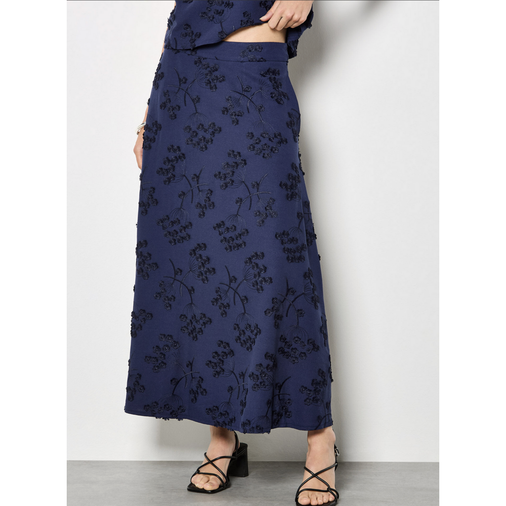 APRICOT APRICOT 26E JUPE FLEURS TEXTUREES MARINE