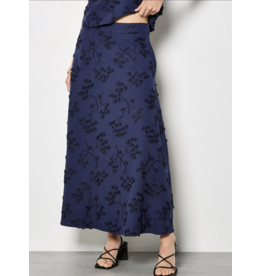 APRICOT APRICOT 26E TOP S MANCHE FLEURS TEXTUREES MARINE