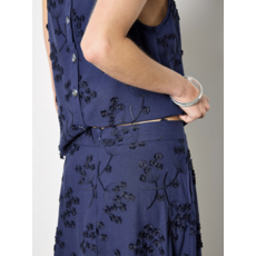 APRICOT APRICOT 26E TOP S MANCHE FLEURS TEXTUREES MARINE