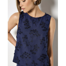 APRICOT APRICOT 26E TOP S MANCHE FLEURS TEXTUREES MARINE