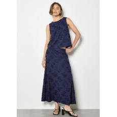 APRICOT APRICOT 26E TOP S MANCHE FLEURS TEXTUREES MARINE