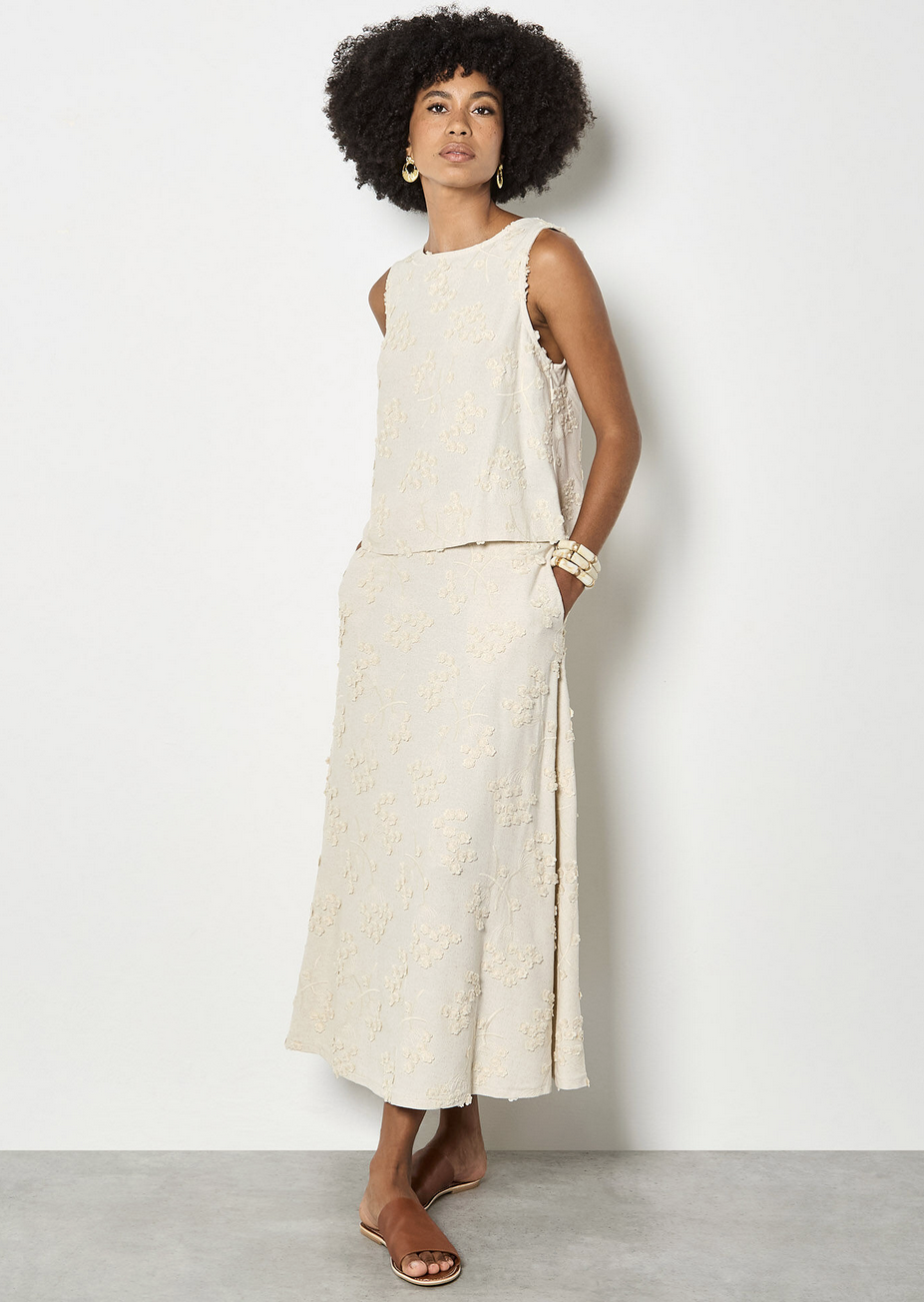 APRICOT APRICOT 26E JUPE FLEURS TEXTUREES IVOIRE