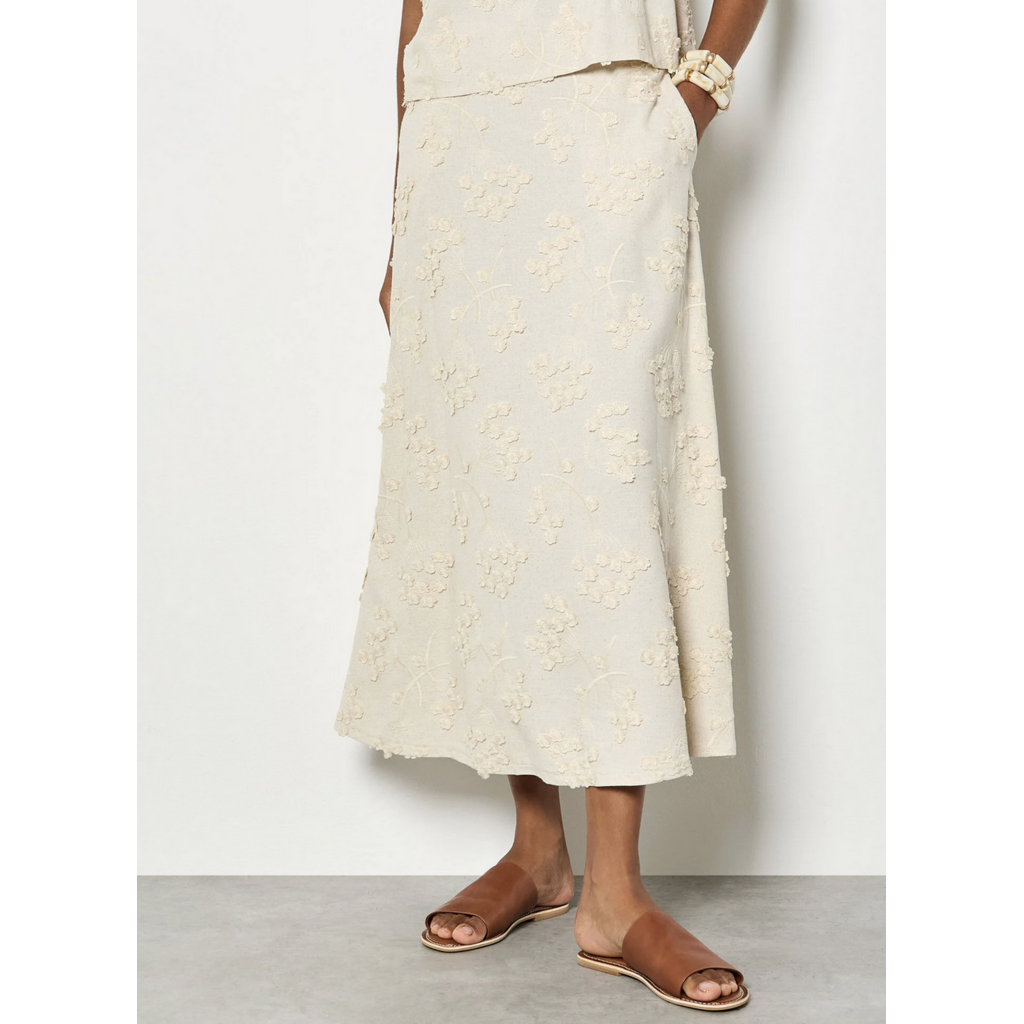 APRICOT APRICOT 26E JUPE FLEURS TEXTUREES IVOIRE