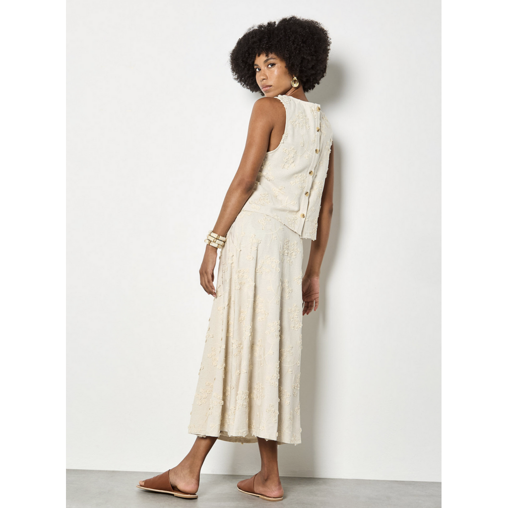 APRICOT APRICOT 26E JUPE FLEURS TEXTUREES IVOIRE