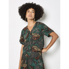 APRICOT APRICOT 26E HAUT CROP PALM PRINT GREEN