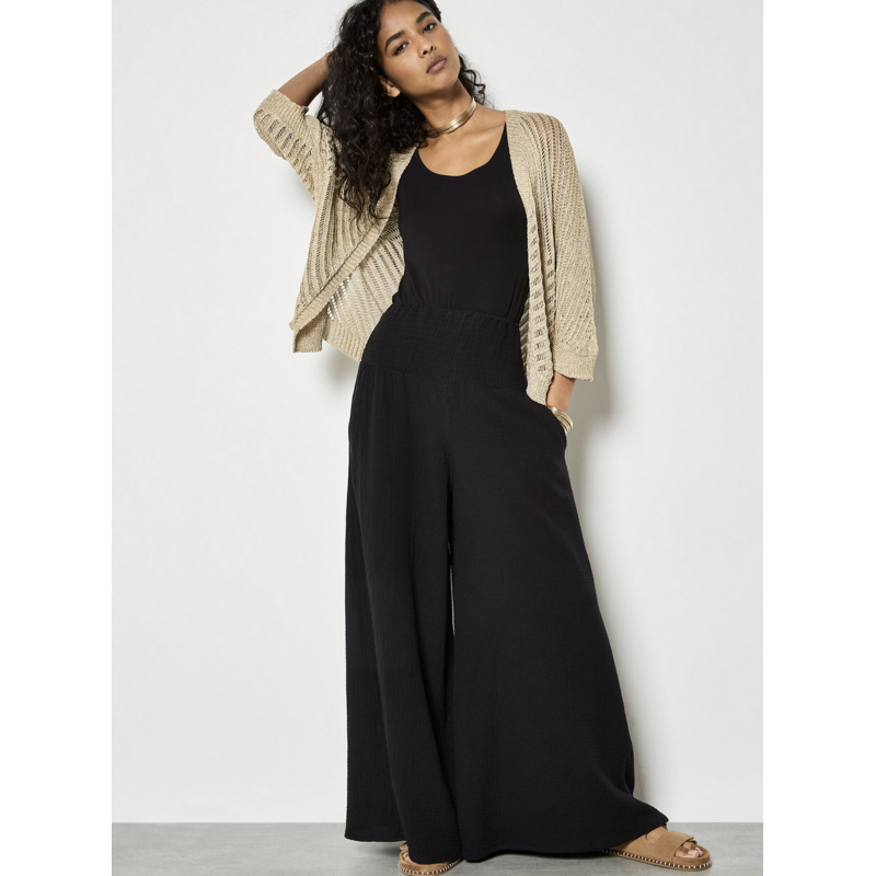 APRICOT APRICOT 26E PANTALON LEGER LARGE NOIR