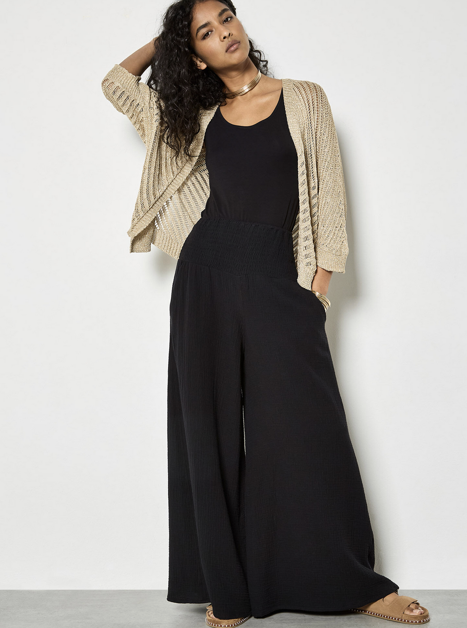 APRICOT APRICOT 26E PANTALON LEGER LARGE NOIR