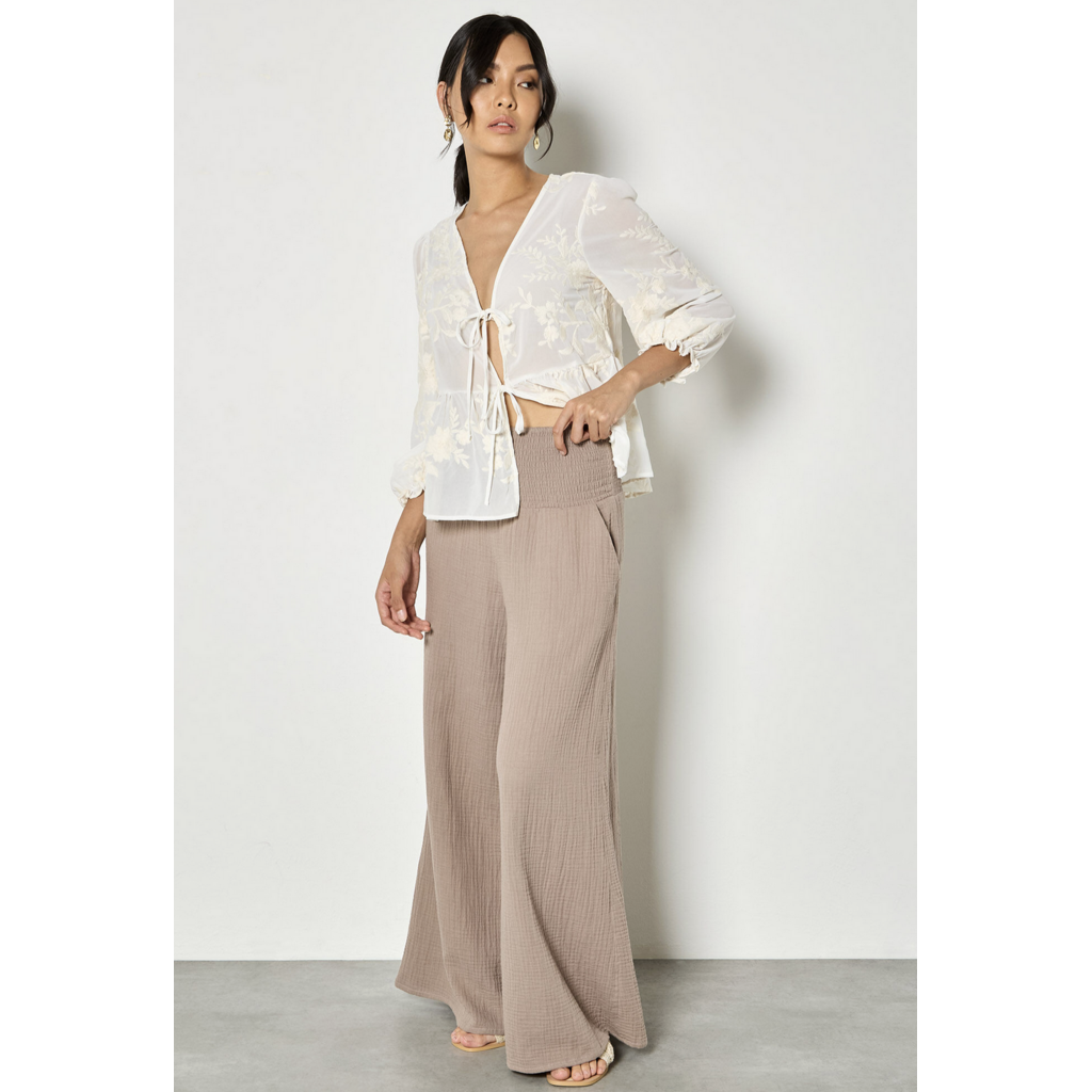 APRICOT APRICOT 26E PANTALON LEGER LARGE BRUN