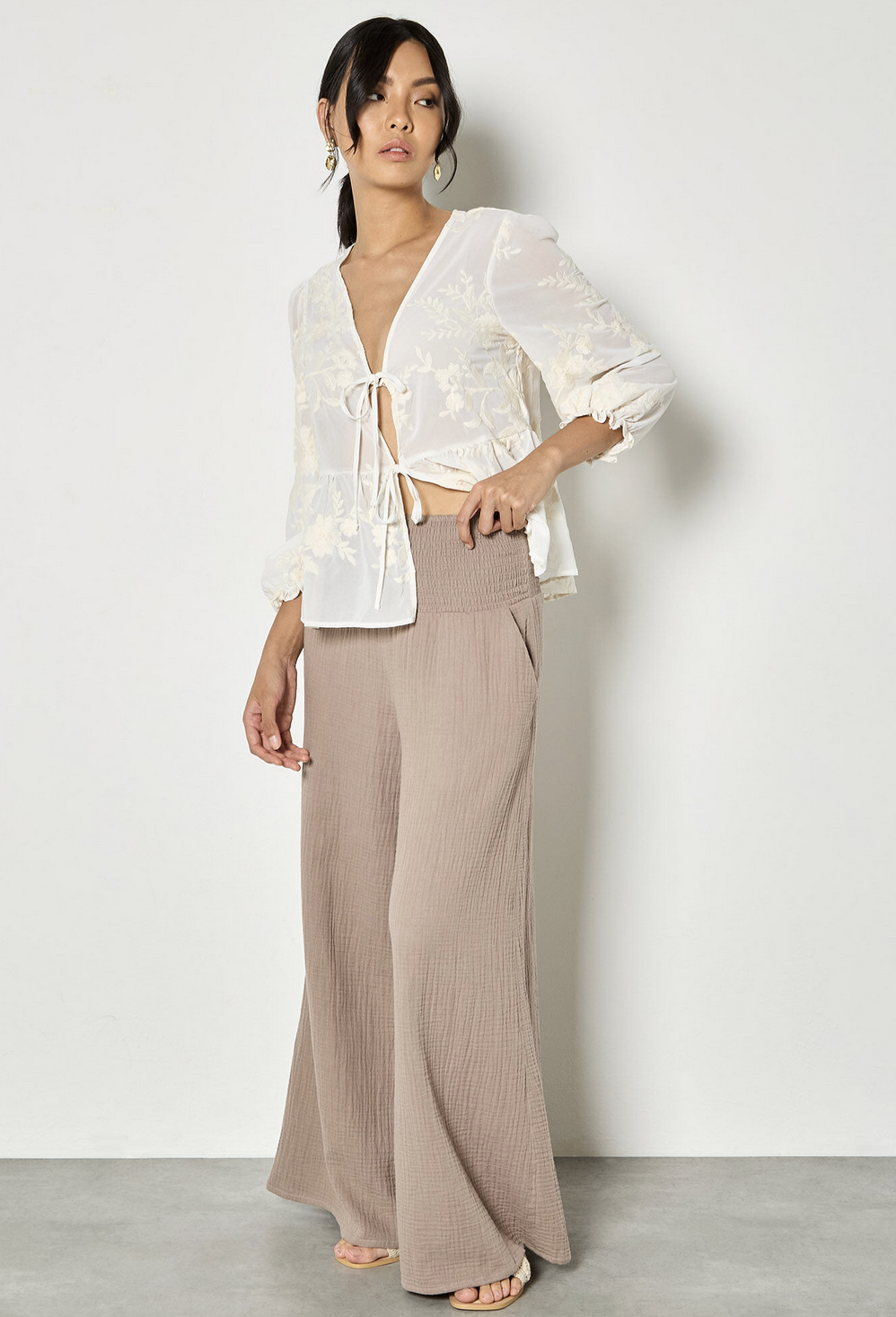 APRICOT APRICOT 26E PANTALON LEGER LARGE BRUN