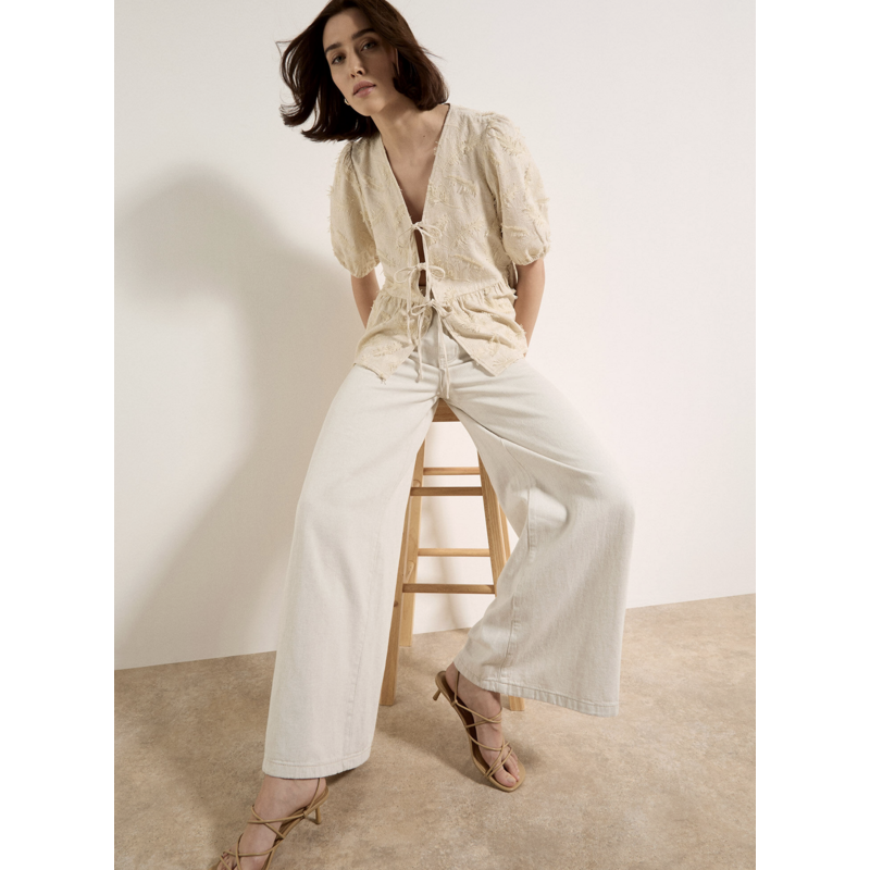 APRICOT APRICOT 26E PANTALON ZANA WIDE LEG DENIM STONE