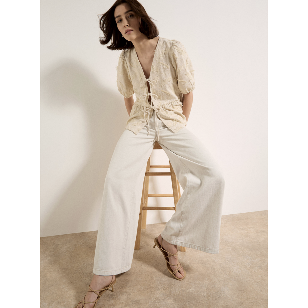 APRICOT APRICOT 26E PANTALON ZANA WIDE LEG DENIM STONE