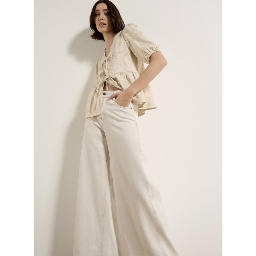 APRICOT APRICOT 26E PANTALON ZANA WIDE LEG DENIM STONE