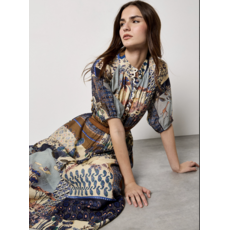 APRICOT APRICOT 26E ROBE PATCHWORK MIDI NAVY