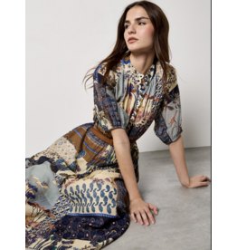 APRICOT APRICOT 26E ROBE PATCHWORK MIDI NAVY