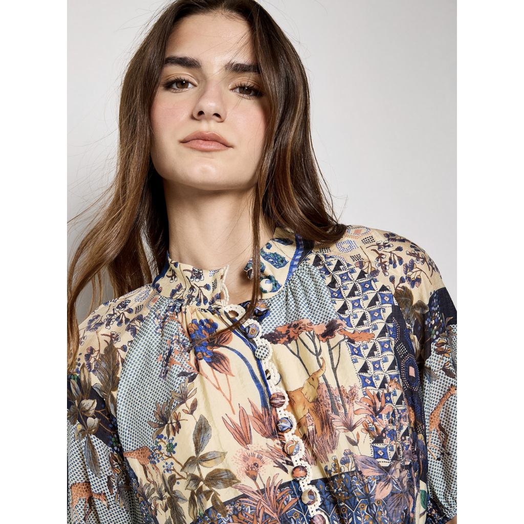 APRICOT APRICOT 26E ROBE PATCHWORK MIDI NAVY